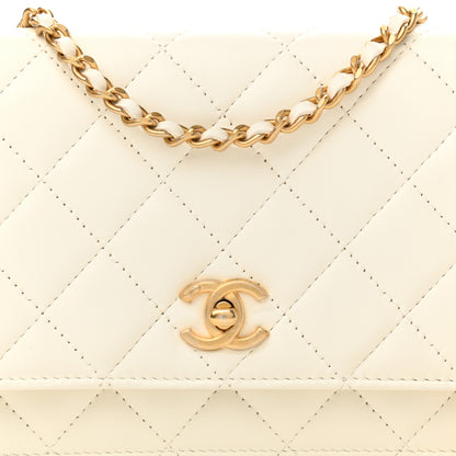 Chanel Lambskin Quilted CC Pearl Crush Wallet on Chain WOC White 8 of 11