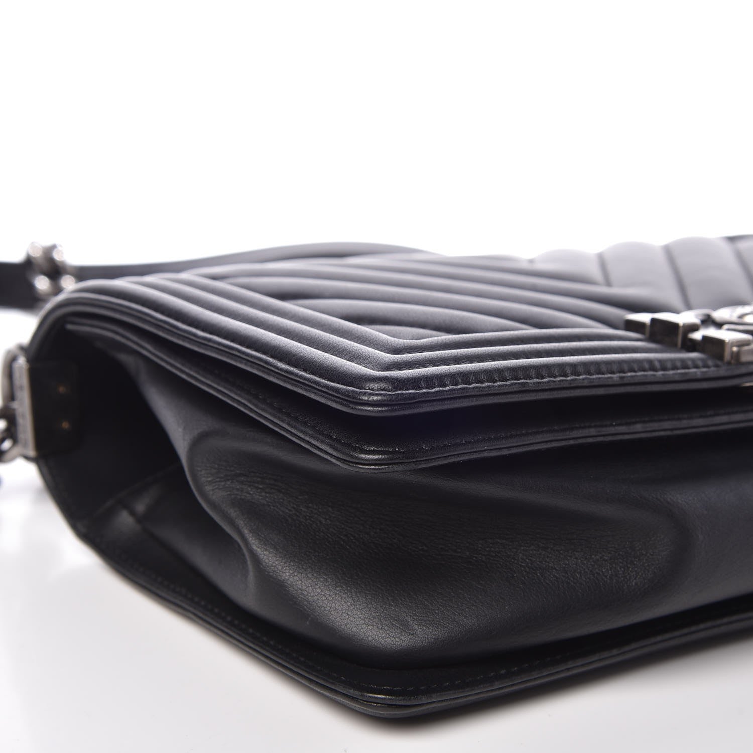 Chanel Calfskin Chevron Quilted Medium Boy Flap Black 11 of 15