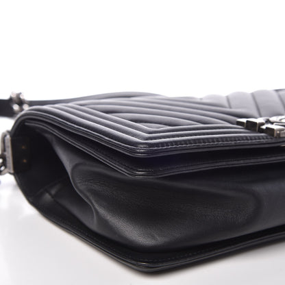 Chanel Calfskin Chevron Quilted Medium Boy Flap Black 11 of 15