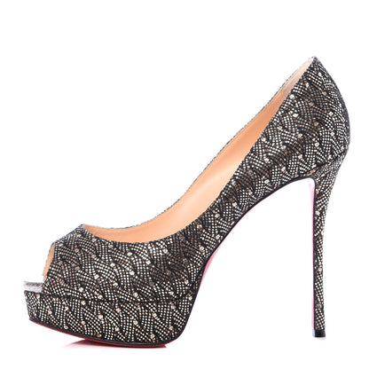 Christian Louboutin Glitter Palace SP Oxyde Fetish Peep 130 Pumps 40 Platine Silver 1 of 7