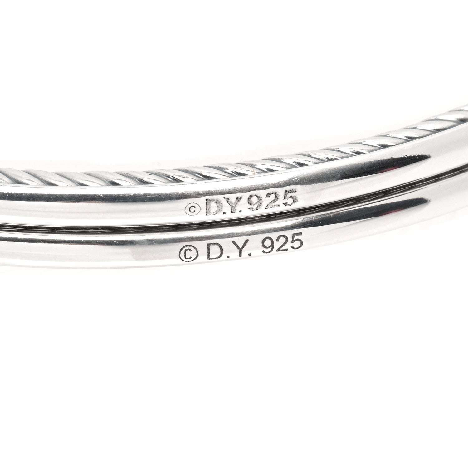 David Yurman Sterling Silver Cable Classics Bangle Bracelet Set of 2 4 of 4