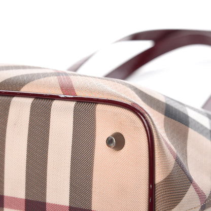 Burberry Patent Nova Check Shopper Tote Red 15 of 27
