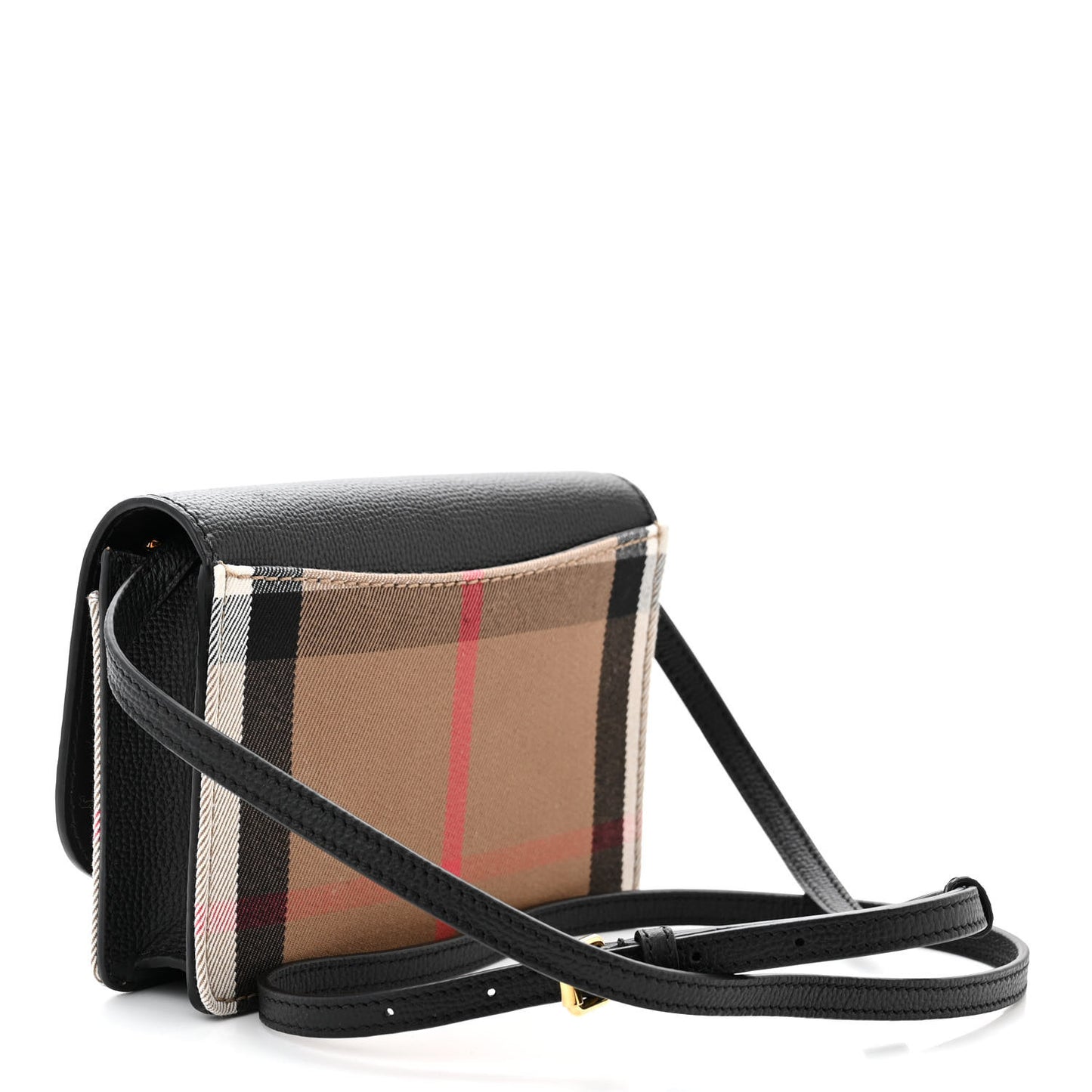 Grained Calfskin House Check Tartan Mix Hampshire Wallet On Chain Black