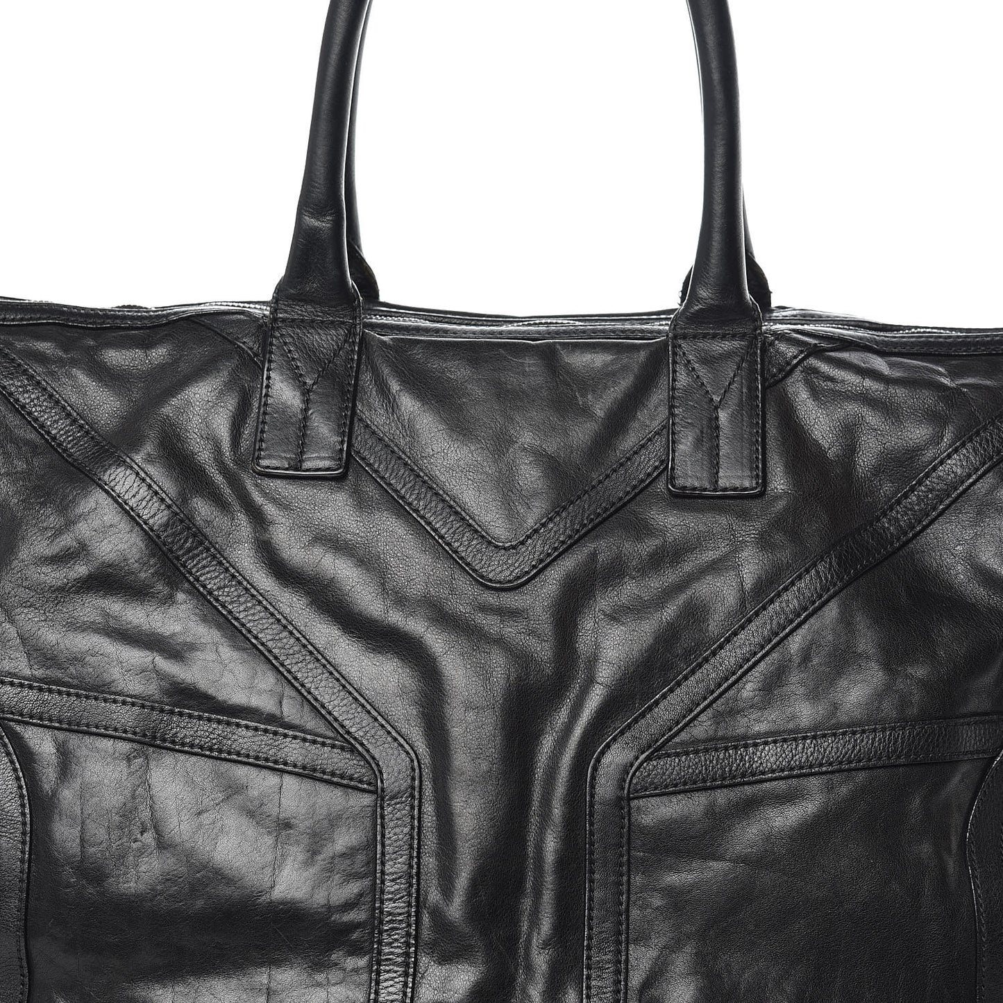 Calfskin Sac Hamptons Weekender Bag Black