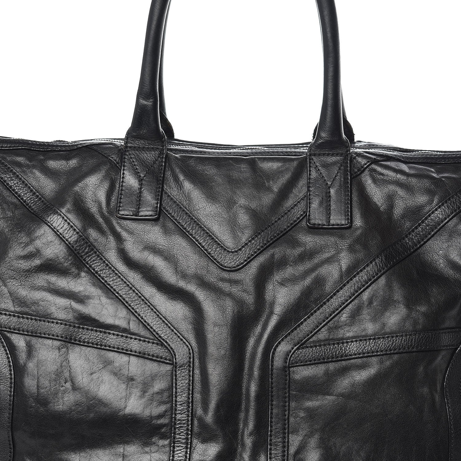 Saint Laurent Calfskin Sac Hamptons Weekender Bag Black 12 of 24