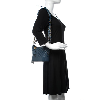 Chanel Aged Calfskin Chevron Quilted Small Gabrielle Hobo Blue 2 of 8
