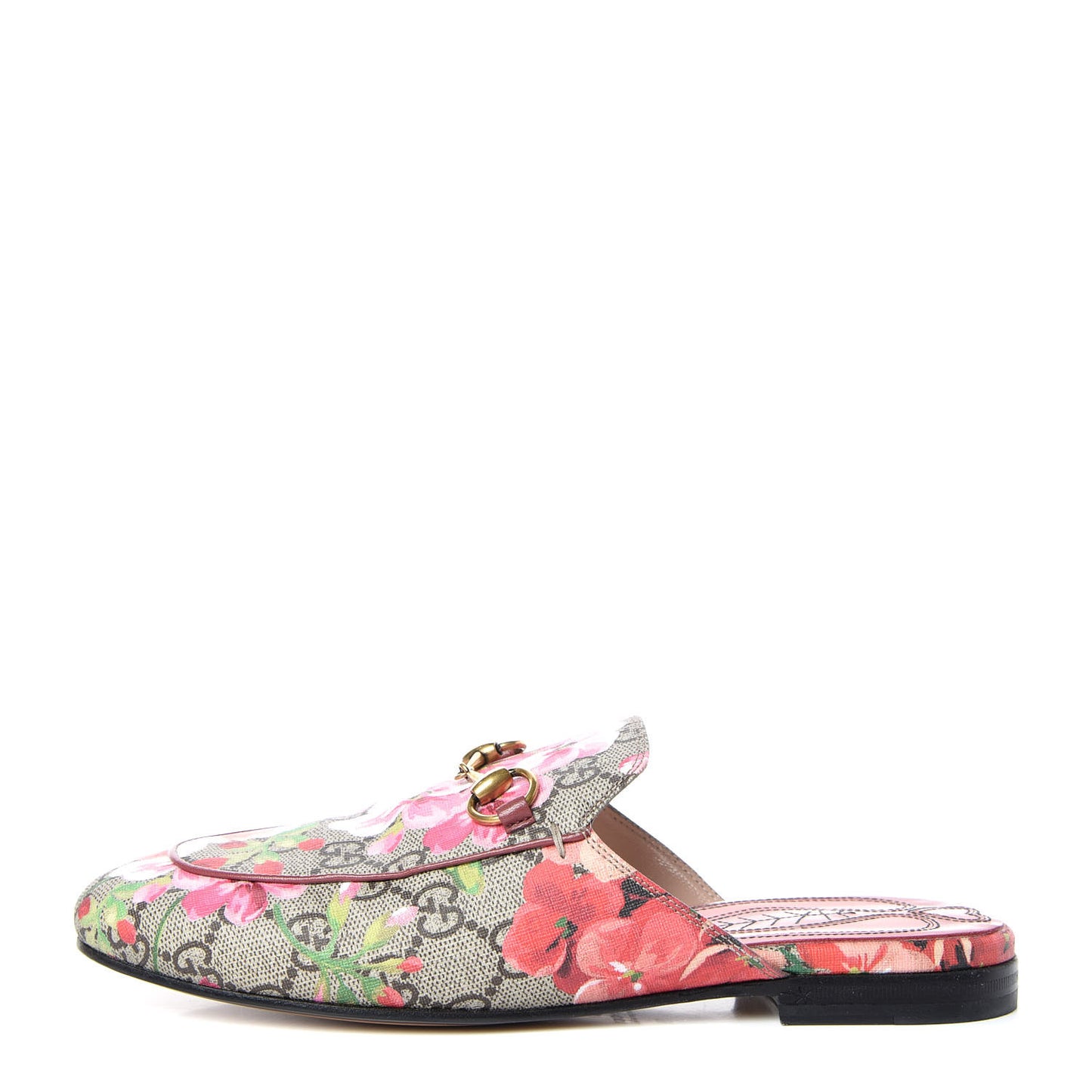 GG Supreme Monogram Blooms Womens Princetown Slippers 36 Beige Multicolor Dry Rose