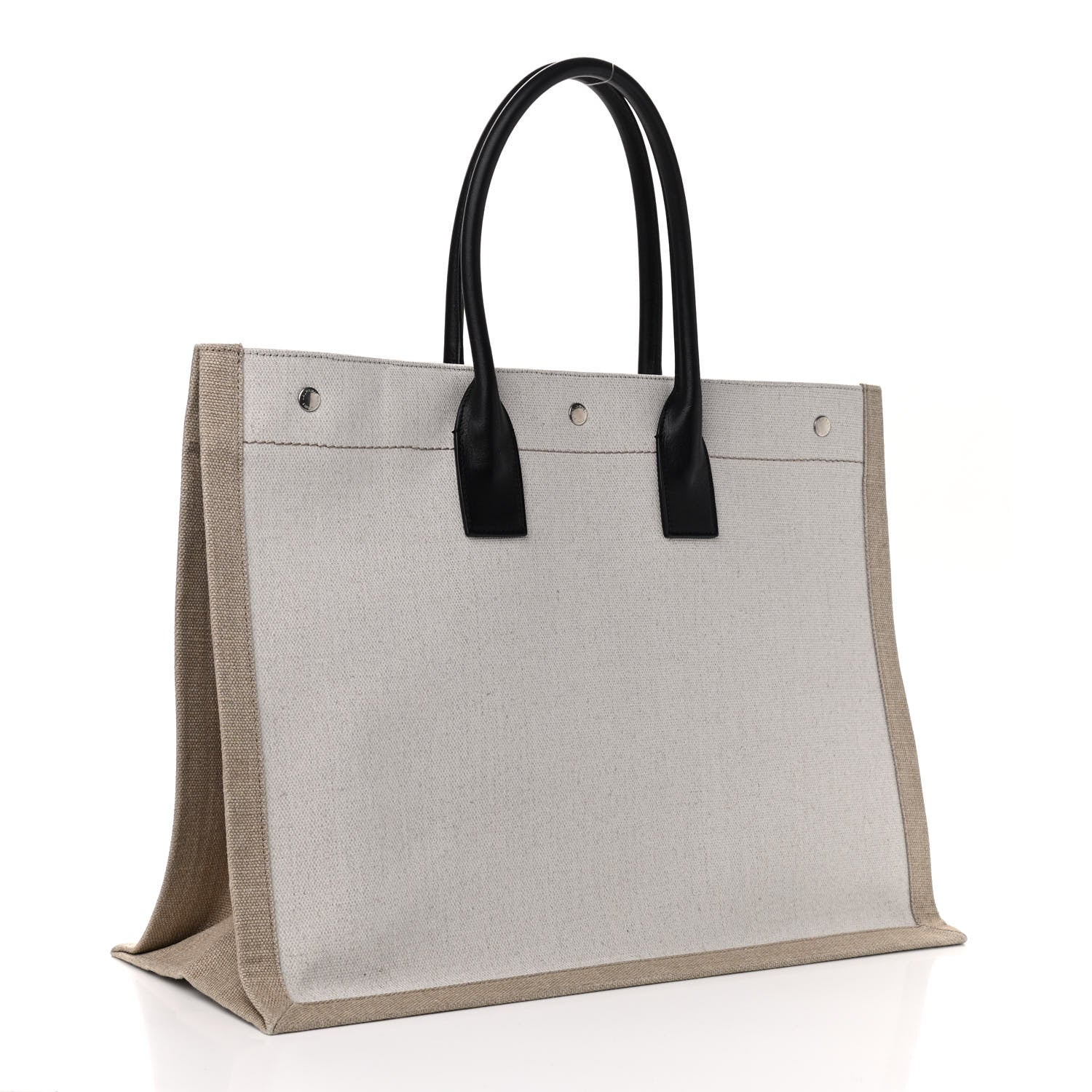 Saint Laurent Linen Calfskin Rive Gauche Tote Optic White 3 of 9