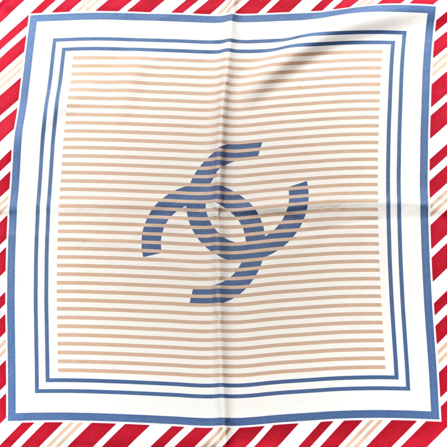 Chanel Silk Camellia Stripe CC Scarf Multicolor 3 of 3
