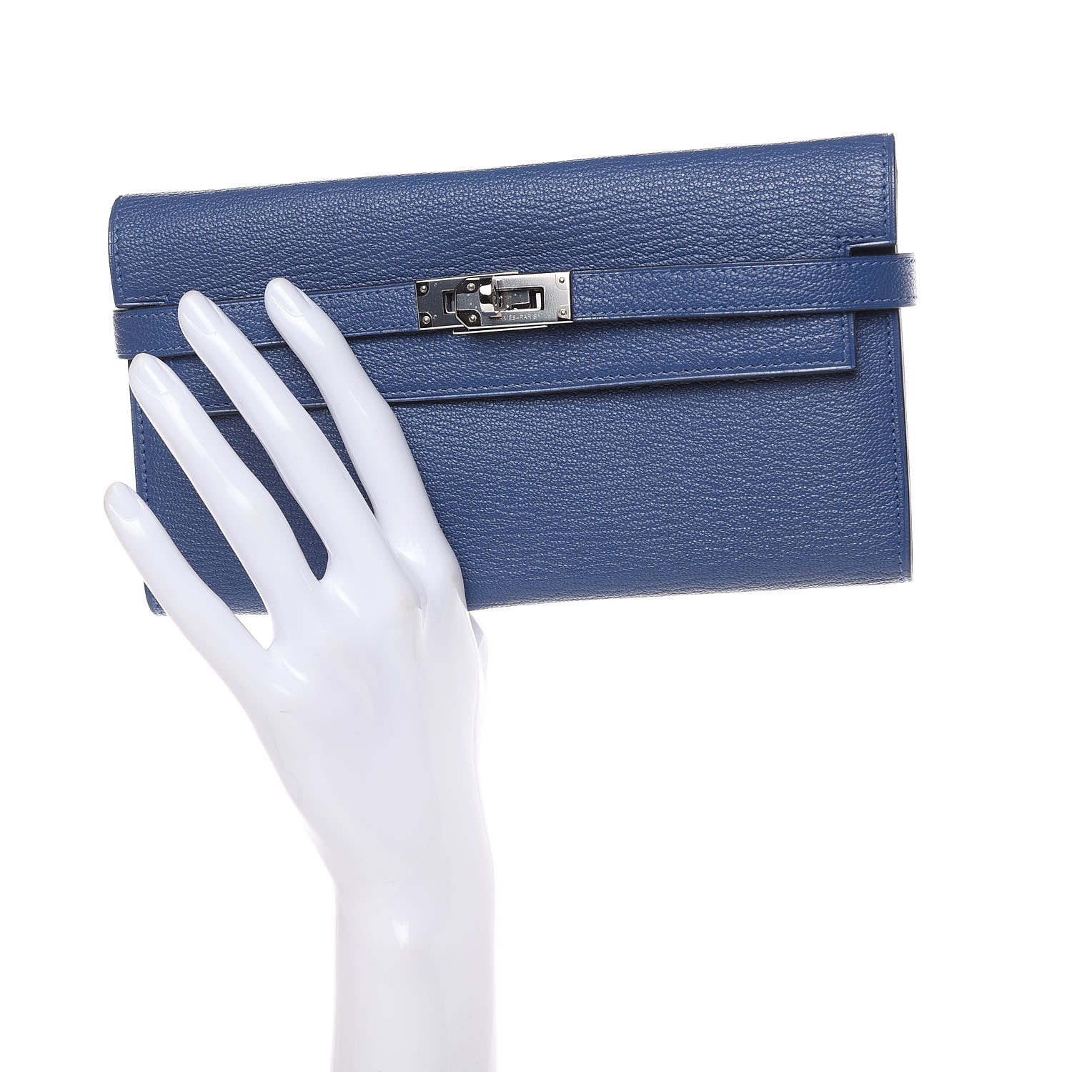 Hermes Chevre Mysore Kelly Longue Wallet Bleu Brighton 2 of 17