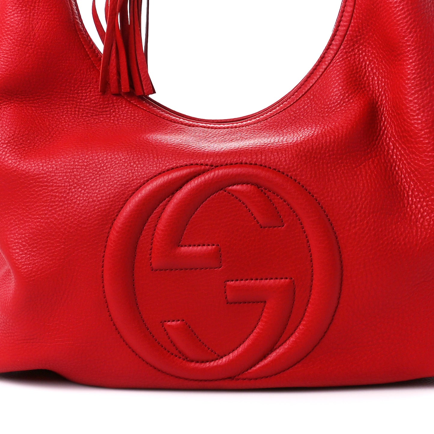 Pebbled Calfskin Large Soho Hobo Red