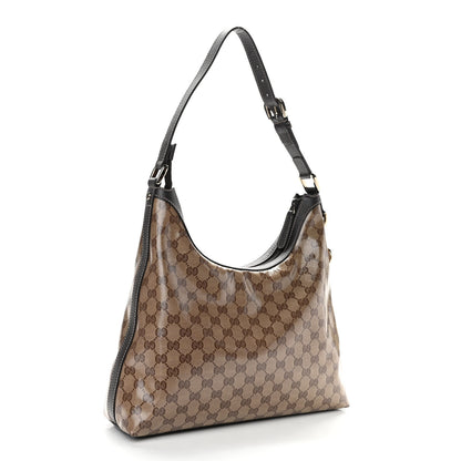 Gucci Crystal Monogram Hobo Dark Brown 2 of 9