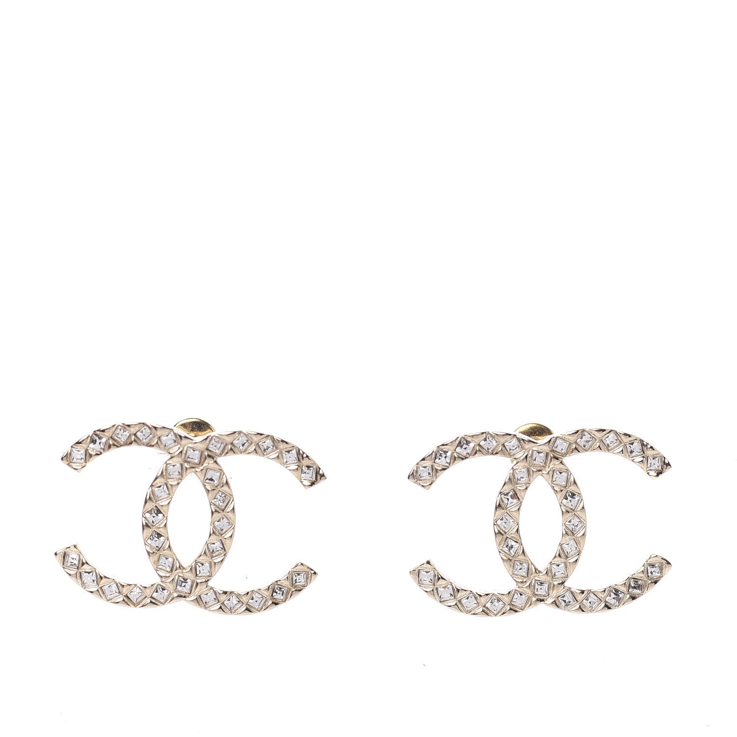 Chanel Baguette Crystal High Society CC Earrings Gold 1 of 5