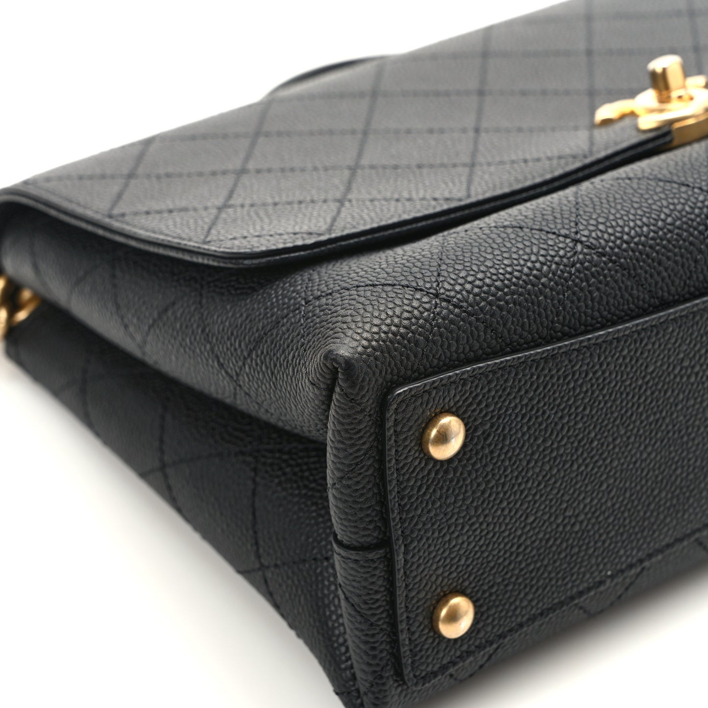 Grained Calfskin Stitched Flap Black