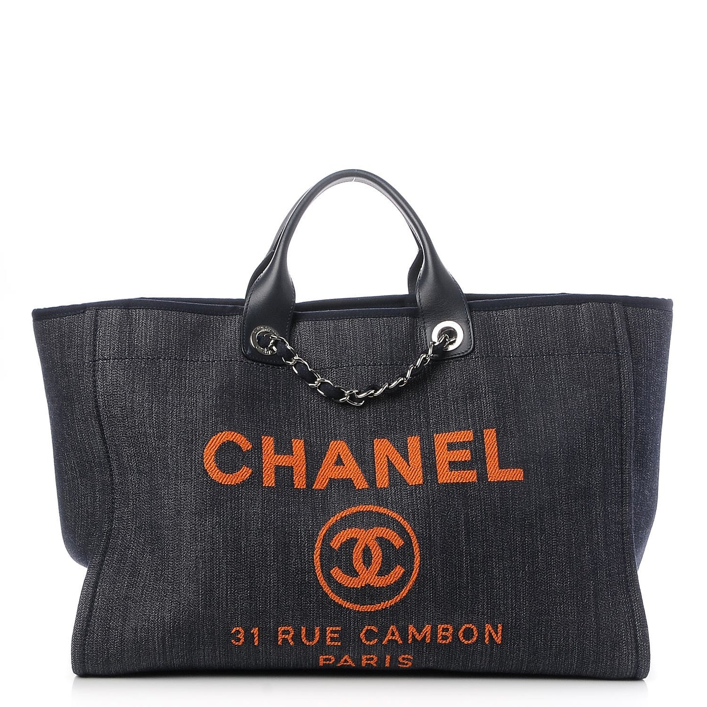 Canvas Large Deauville Tote Blue Orange