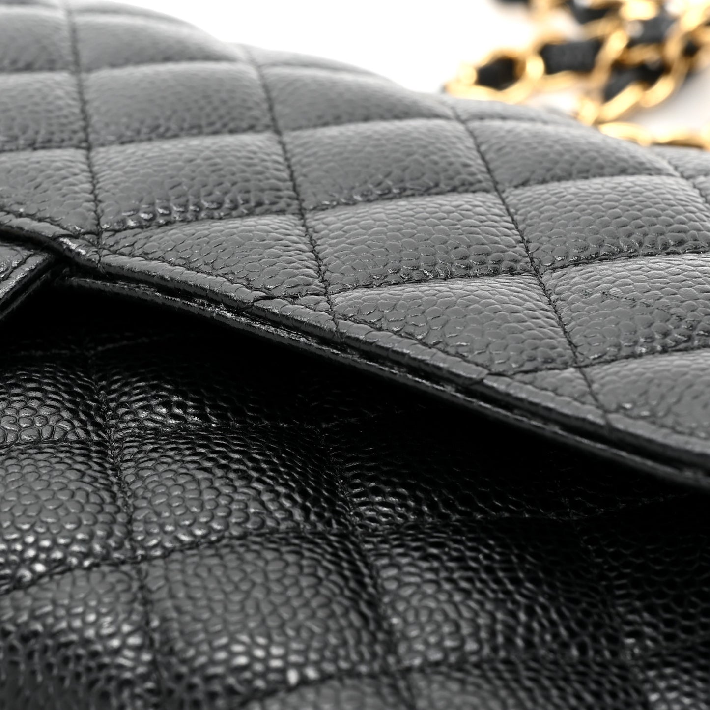 Caviar Quilted Medium Double Flap Black