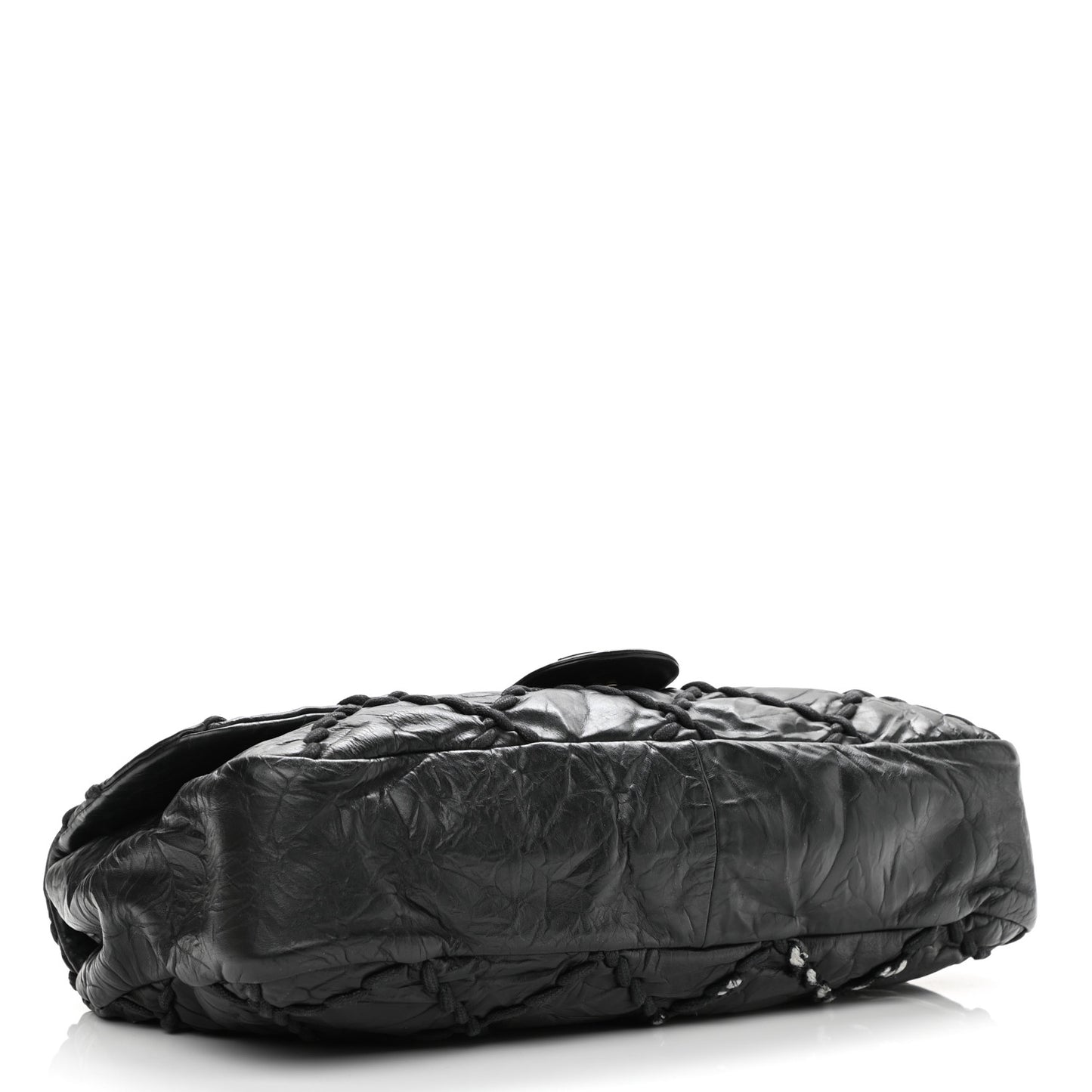 Calfskin Ultra Stitch Oversize Flap Black