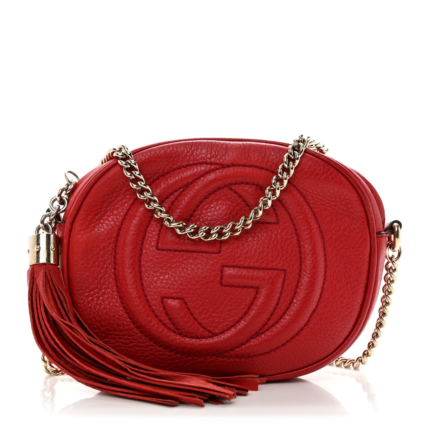 Pebbled Calfskin Mini Soho Chain Bag Tabasco Red