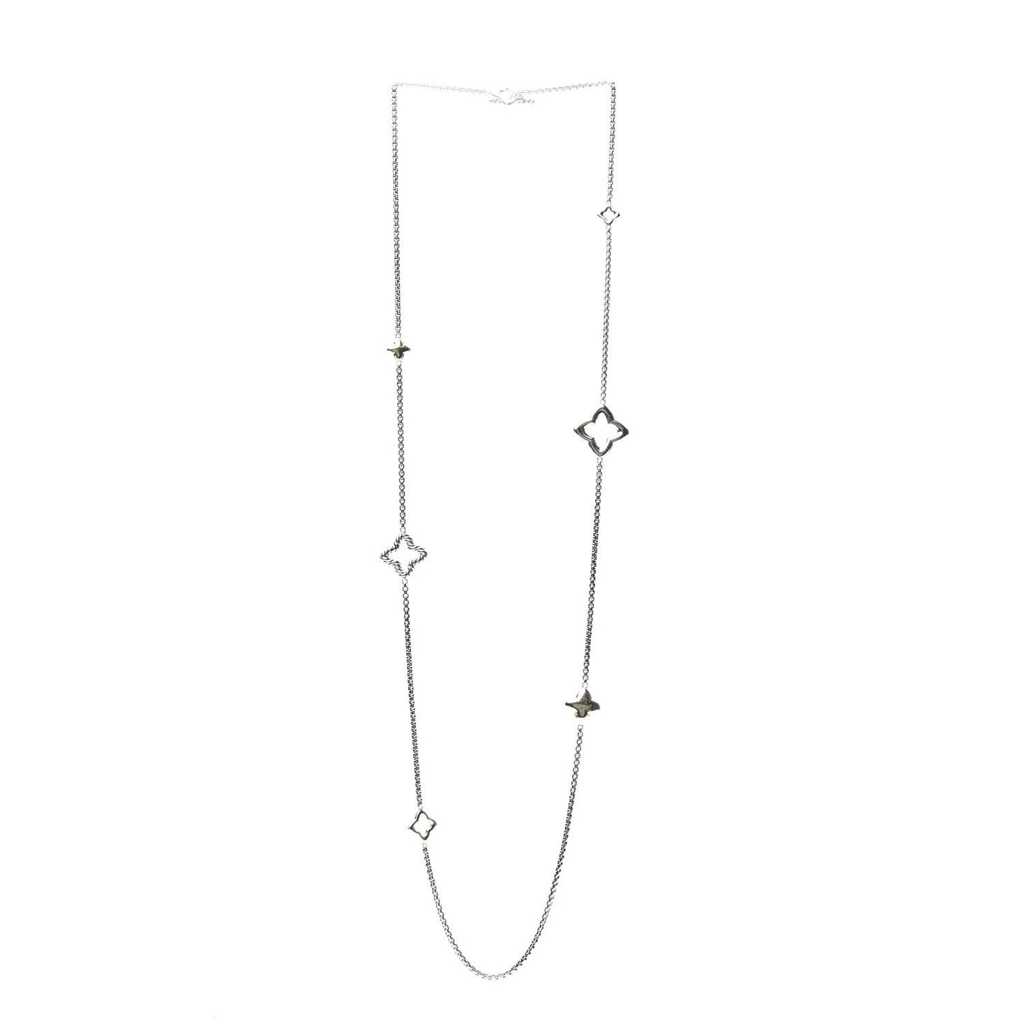 Sterling Silver 25mm Quatrefoil Chain Necklace