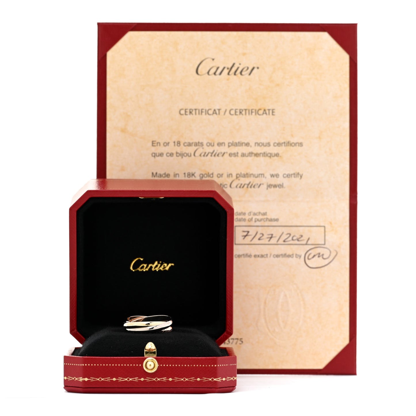 18K Pink Yellow White Gold Classic Trinity Ring 57 8