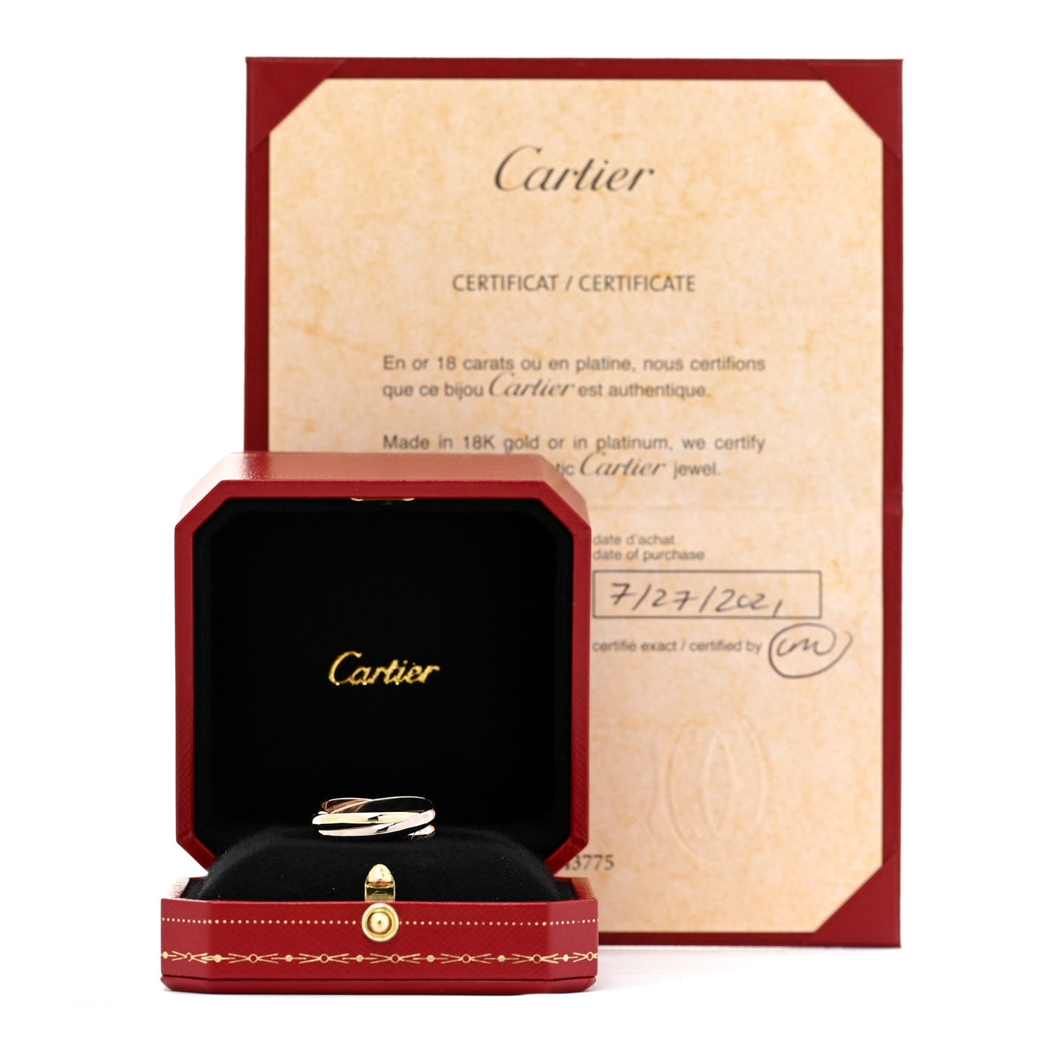Cartier 18K Pink Yellow White Gold Classic Trinity Ring 57 8 6 of 6