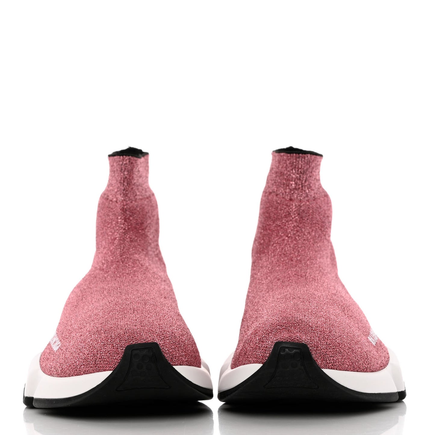 Laminated Knit Bi-Color Sole Womens Speed Sneakers 39 Pink White Black