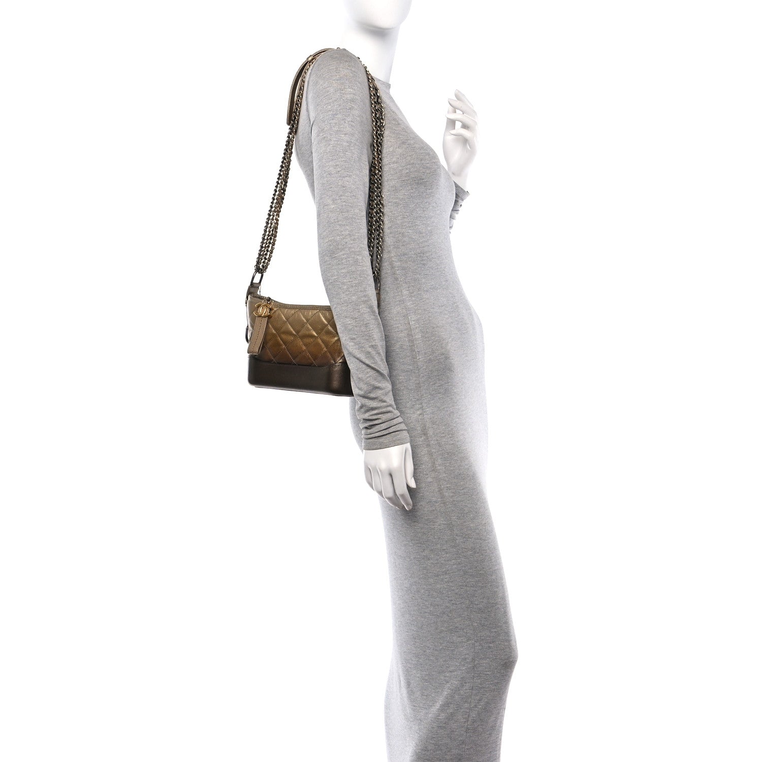 Chanel Metallic Goatskin Quilted Small Gabrielle Hobo Gold Bronze 2 of 10