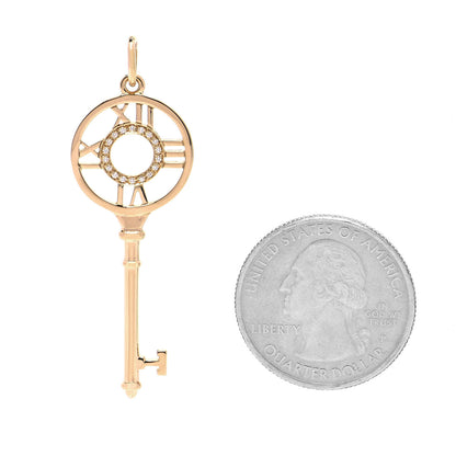 Tiffany 18K Yellow Gold Diamond Atlas Key Pendant 2 of 5