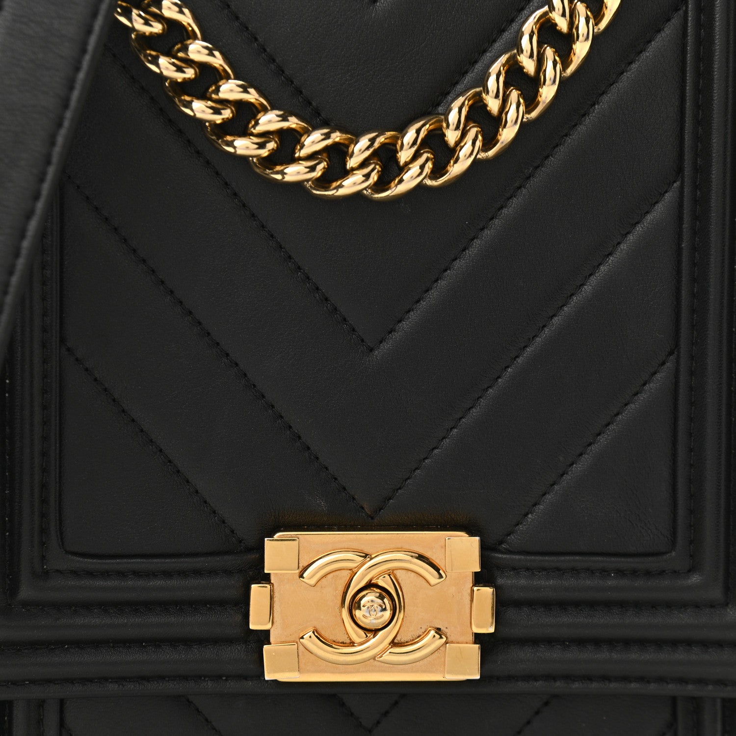 Chanel Calfskin Chrevron Quilted North South Boy Flap Black 8 of 10