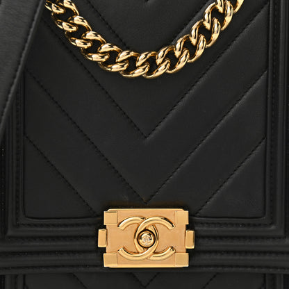 Chanel Calfskin Chrevron Quilted North South Boy Flap Black 8 of 10