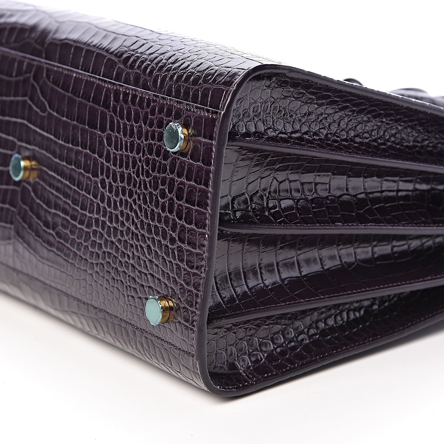 Saint Laurent Calfskin Crocodile Embossed Small Sac de Jour Prune 9 of 9