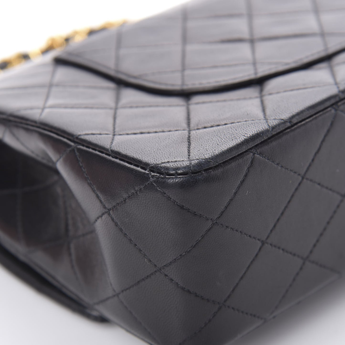 Lambskin Quilted Medium Double Flap Black