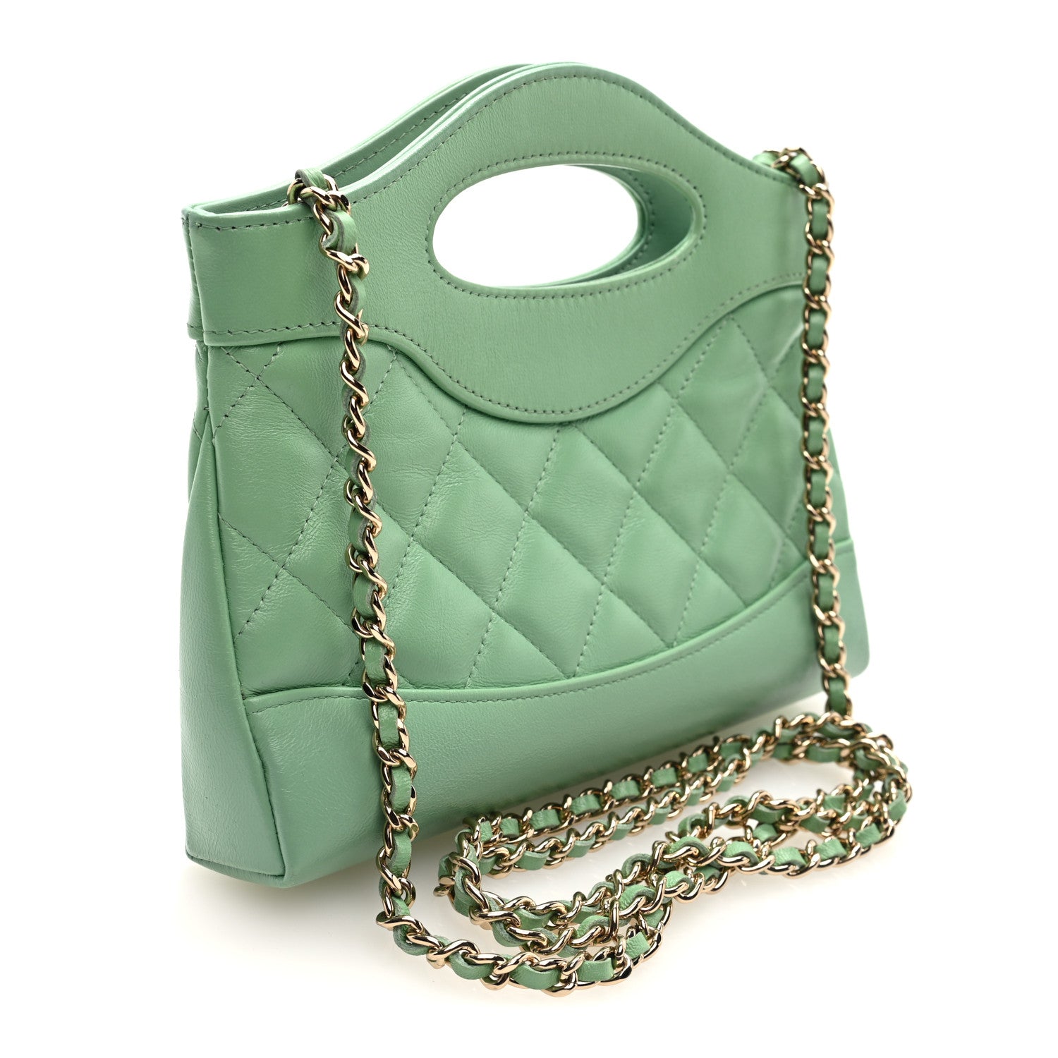 Chanel Shiny Lambskin Quilted Nano 31 Shopping Bag Green 3 of 10