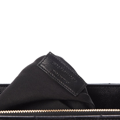 Saint Laurent Grain De Poudre Matelasse Chevron Monogram Shopping Bag Black 7 of 7