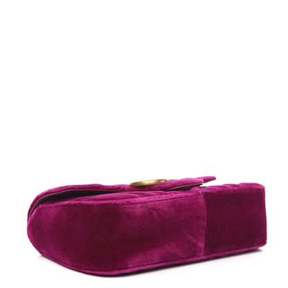 Gucci Velvet Matelasse Mini GG Marmont Shoulder Bag Fuchsia Violet Cyclamen 3 of 11
