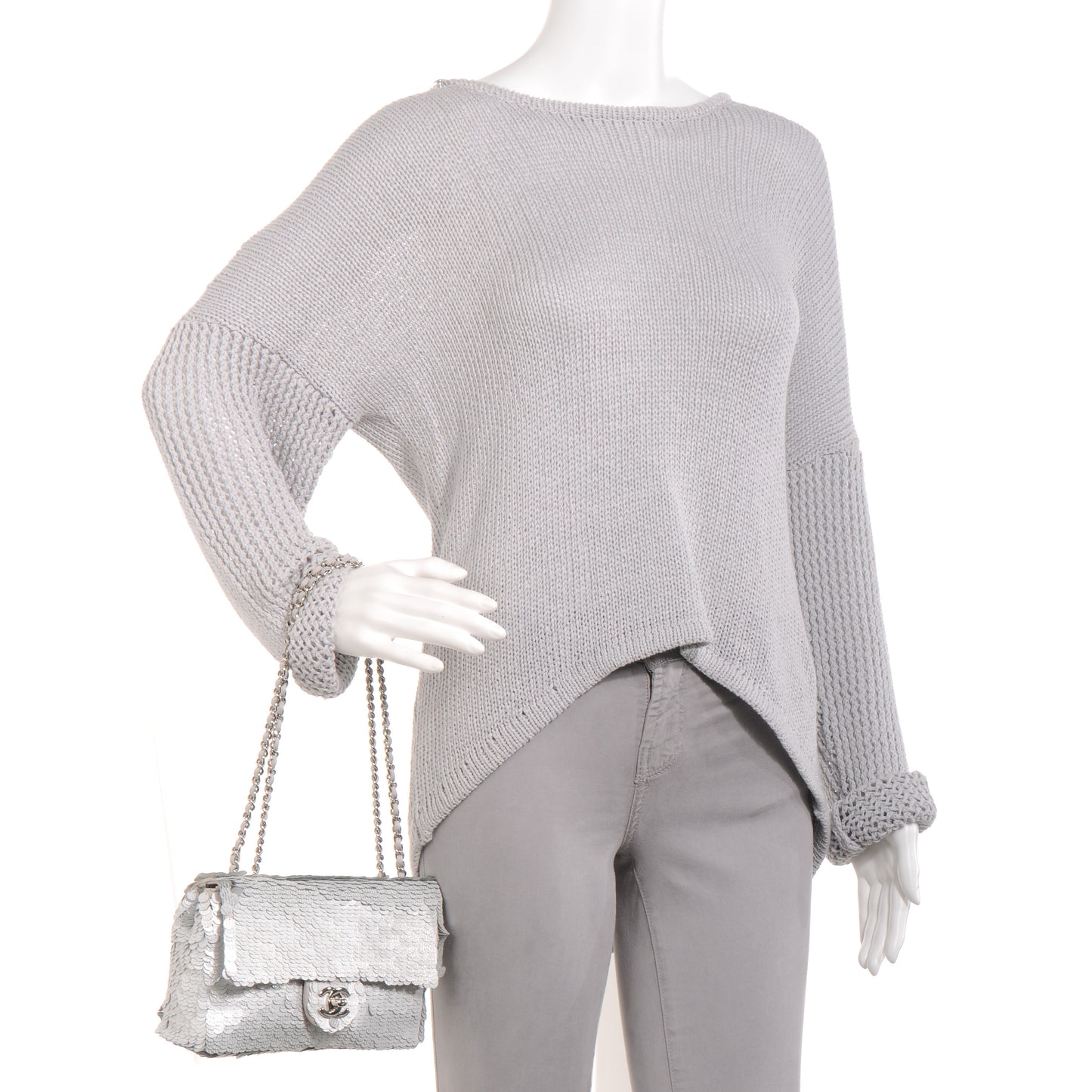 Sequin Paillette Small Flap Silver