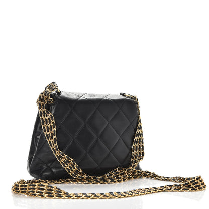 Chanel Lambskin Quilted 4 Chain Mini Flap Black 4 of 11