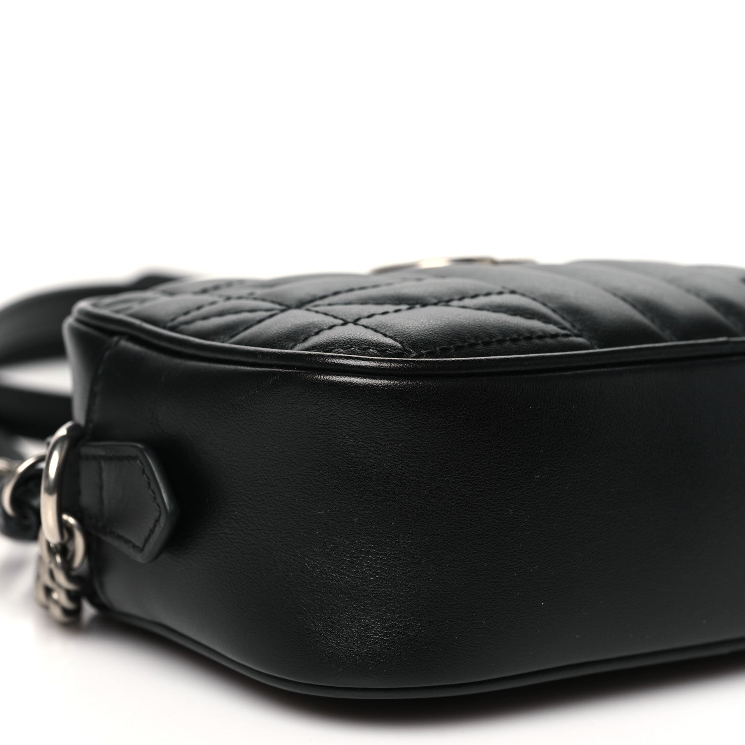 Gucci Calfskin Matelasse Aria Mini GG Marmont Chain Shoulder Bag Black 9 of 11