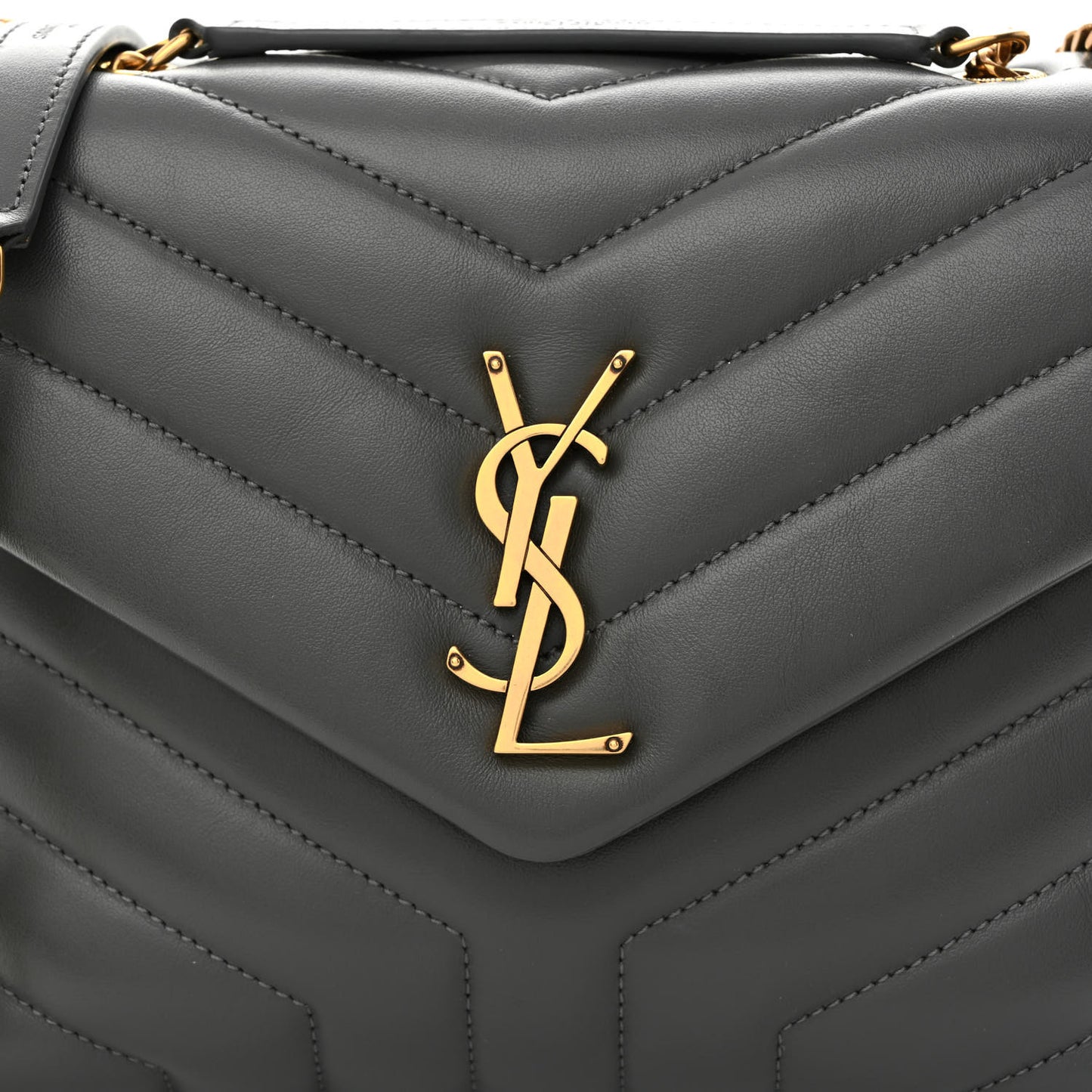 Calfskin Y Quilted Monogram Small Loulou Chain Satchel Storm