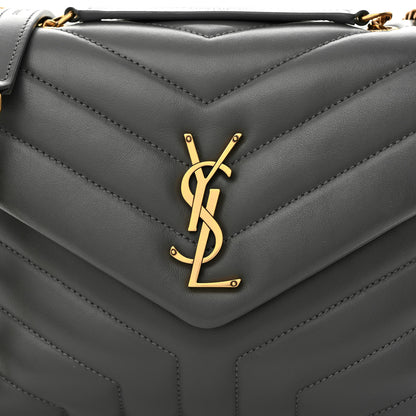 Saint Laurent Calfskin Y Quilted Monogram Small Loulou Chain Satchel Storm 8 of 10