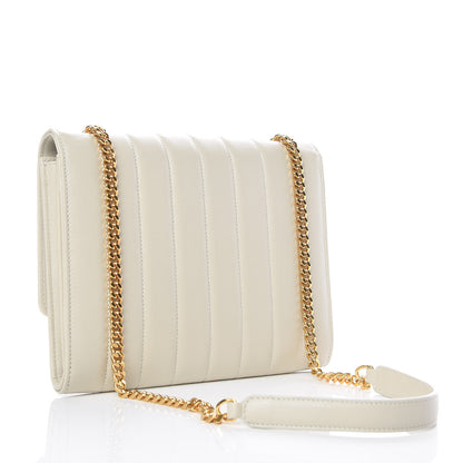 Saint Laurent Lambskin Matelasse Monogram Vicky Chain Wallet Off White 3 of 11