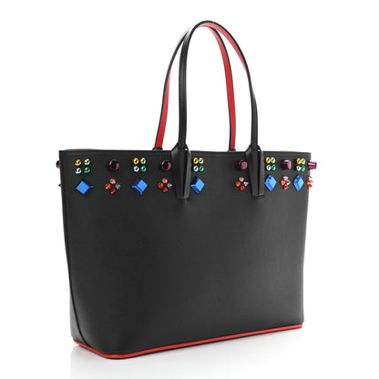 Christian Louboutin Calfskin Empire Spike Studded East West Cabata Tote Black 4 of 13