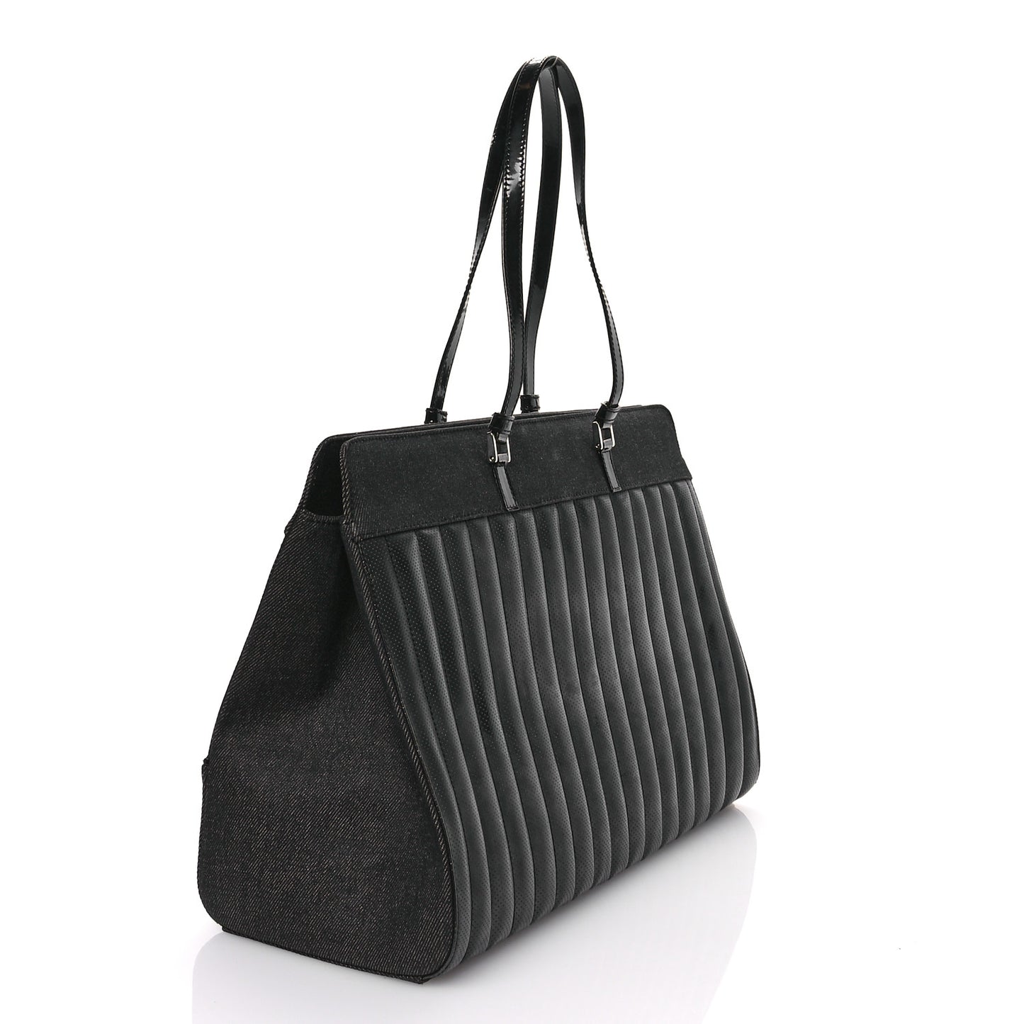 Calfskin Patent Trailer Trash Cadillac Tote Black