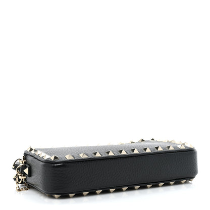 Valentino Garavani Pebbled Calfskin Rockstud Small Chain Shoulder Bag Black 4 of 10