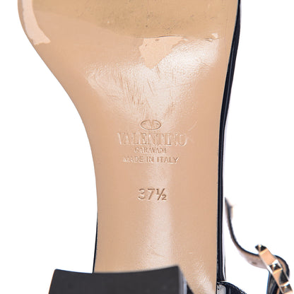 Valentino Garavani Patent Rockstud Ankle T-Strap 60mm Sandals 37.5 Dark Navy 7 of 10