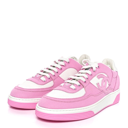Chanel Cotton Sneakers 37 Pink White 6 of 17