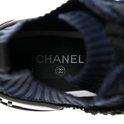 Chanel Fabric Logo Sneakers 35.5 Navy Black 7 of 9