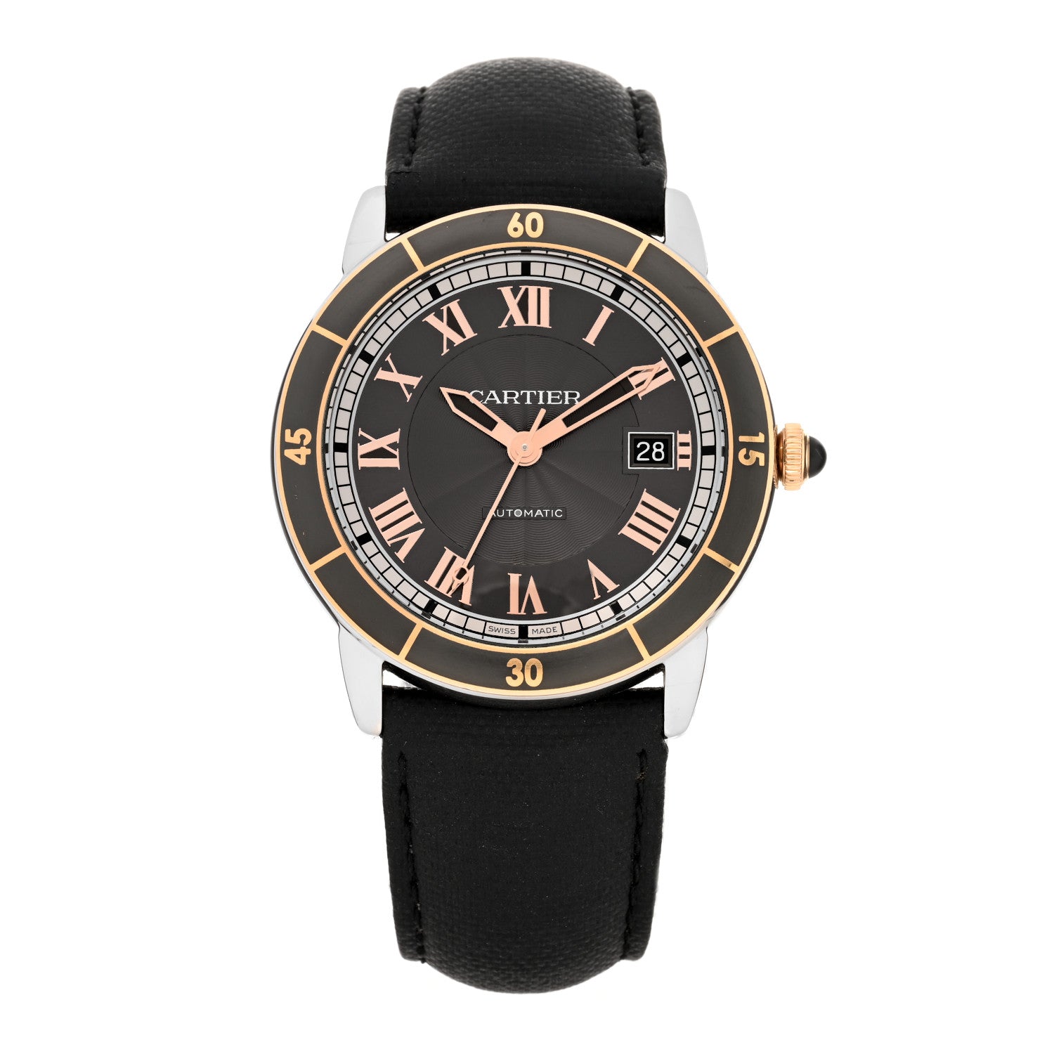Cartier Stainless Steel 18K Pink Gold Calfskin 42mm Ronde Croisiere De Cartier Automatic Watch Grey 1 of 4