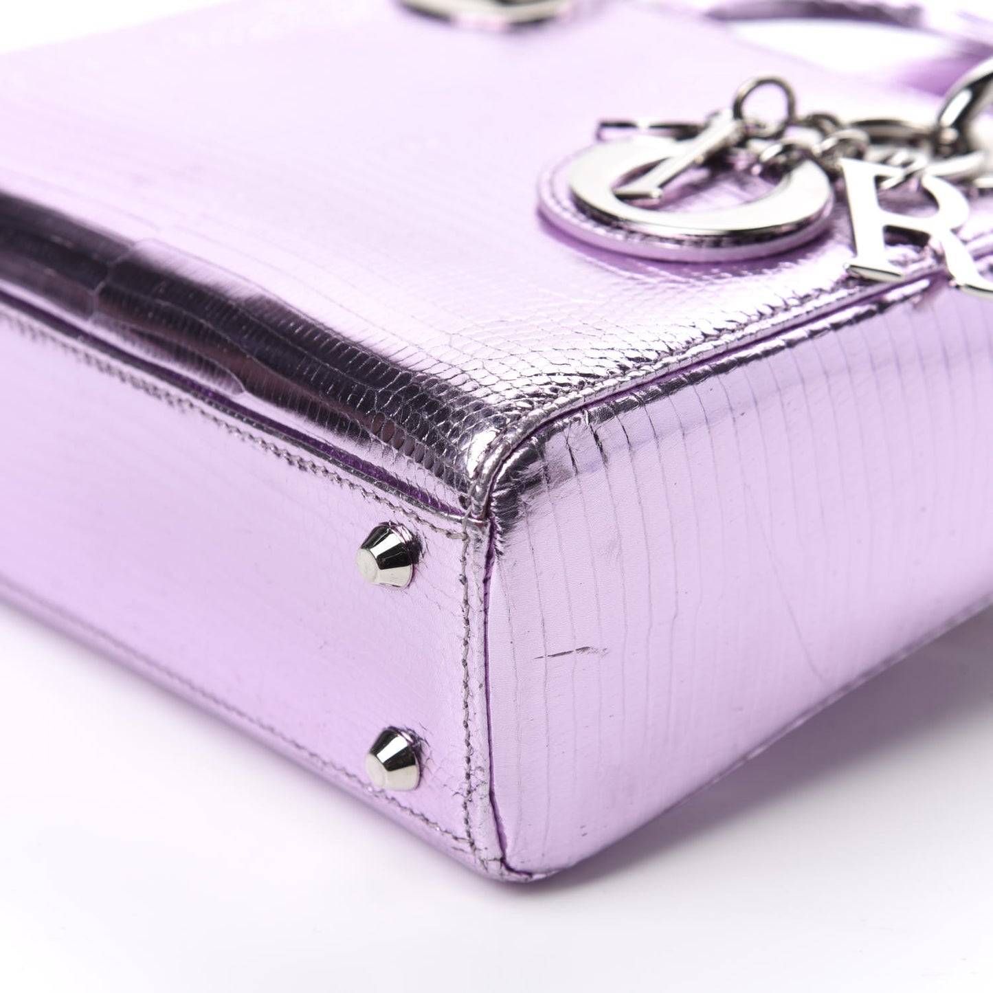 Metallic Lizard Mini Lady Dior Pink