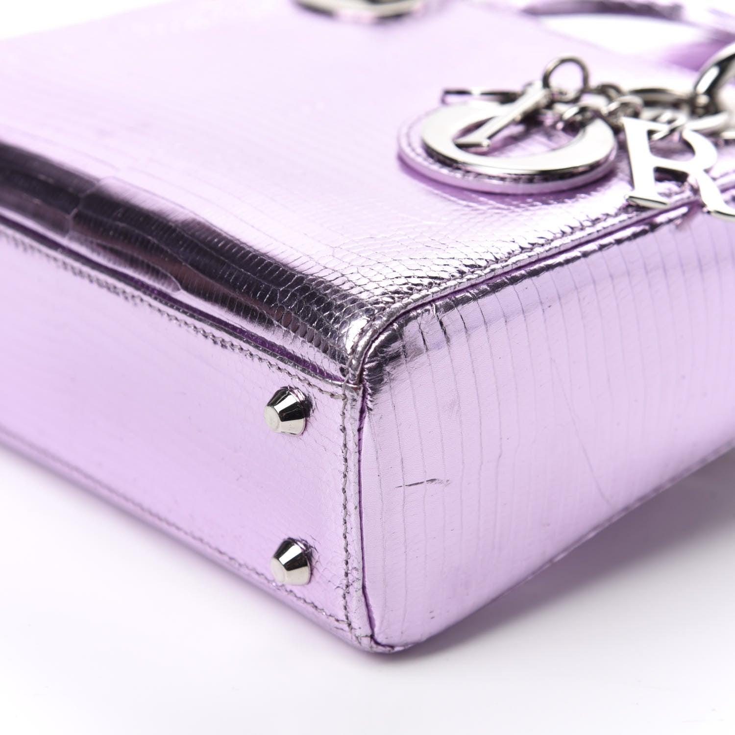 Christian Dior Metallic Lizard Mini Lady Dior Pink 7 of 11